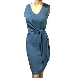 Peruvian Connection Blue Sweater Dress Pima Cotton Silk Size XS Tie Front